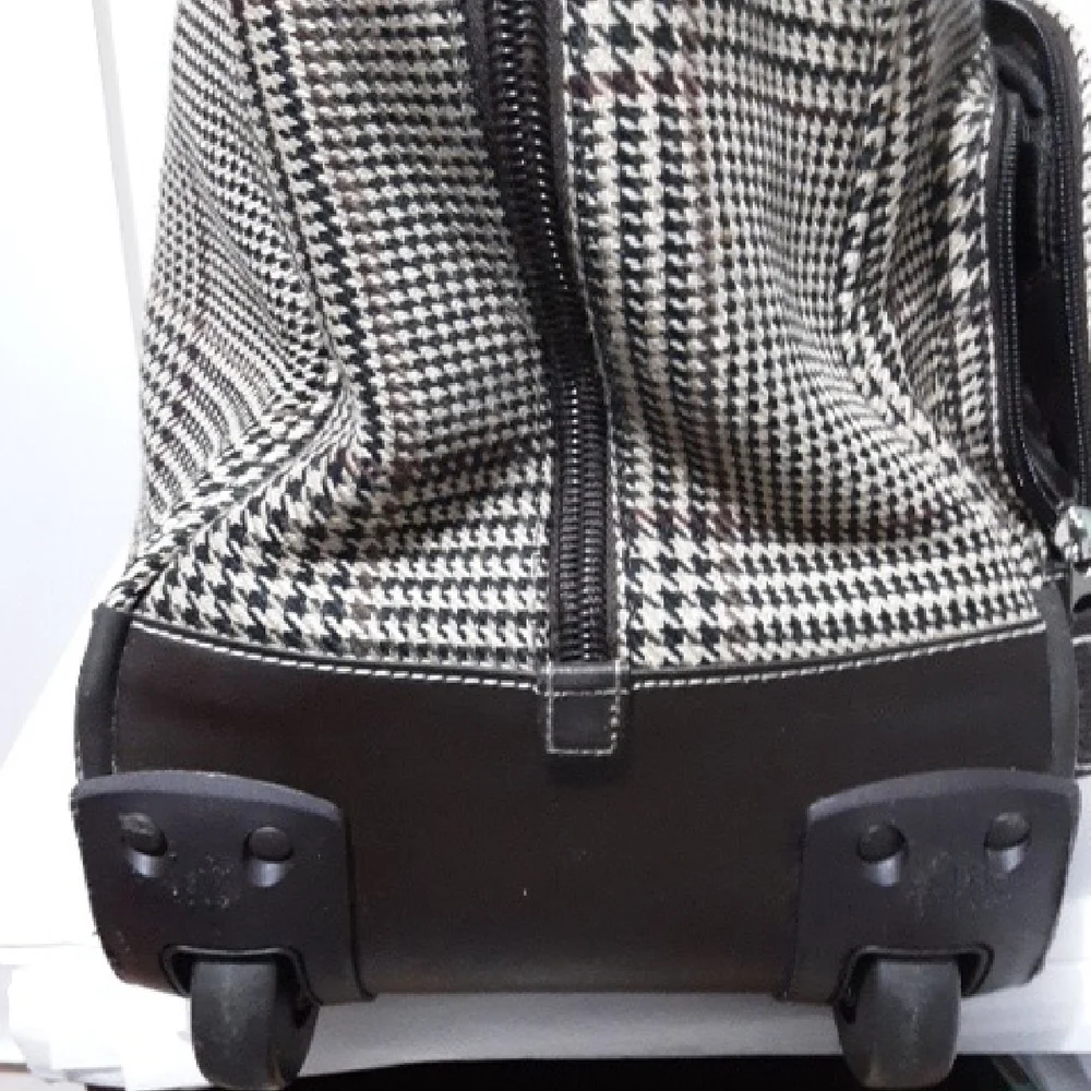 Vintage LAUREN RALPH LAUREN Brown‎ Houndstooth Plaid Duffel Bag